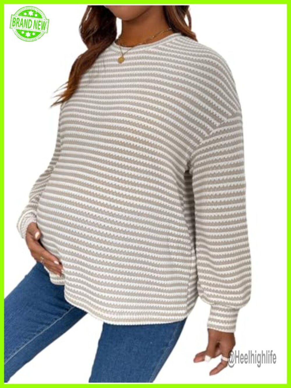 Long Sleeve Crew Neck Maternity Sweatshirt Pullover Top